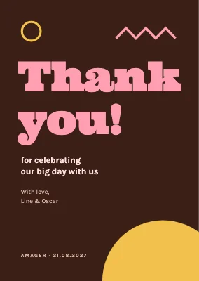 Thank-you card — Memphis shapes on chocolate