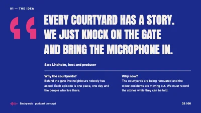 Page 3 of Podcast concept — stories from the backyard