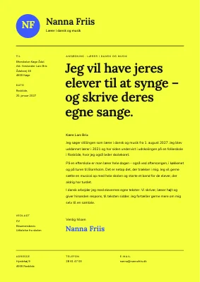 Ansøgning — lærer på efterskole