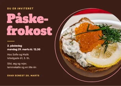 Invitation til påskefrokost — chokolade og rosa