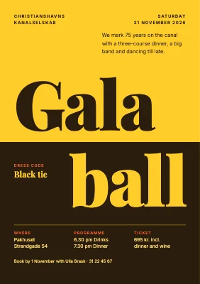 Gala ball — split-colour headline