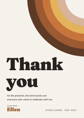 Thank-you card — seventies rainbow in the corner