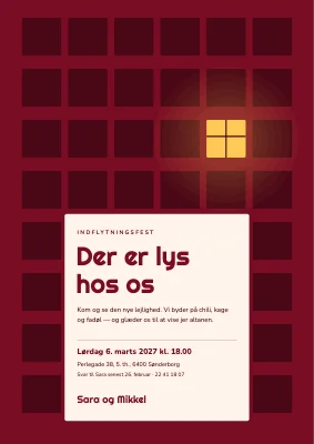 Indflytningsfest — ét tændt vindue