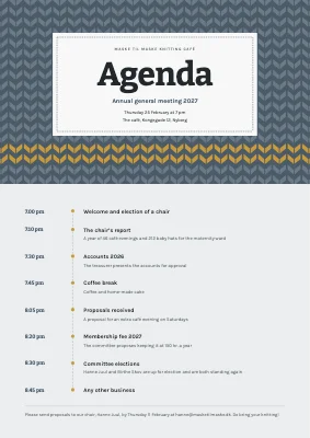 Agenda — knitting café