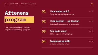Side 2 af AI i hverdagen — foredrag