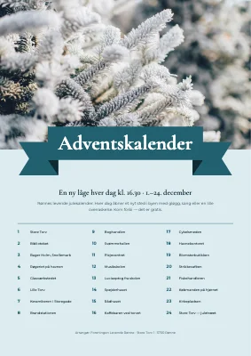 Levende adventskalender — bånd over rimfrost