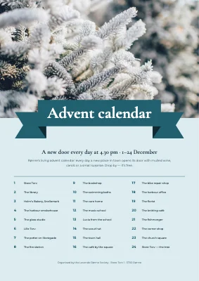Living advent calendar — ribbon over hoarfrost