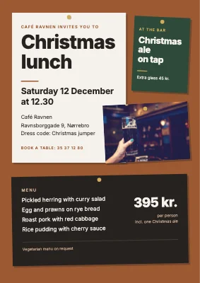 Christmas lunch at the pub — notice board