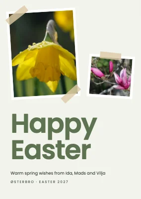 Easter card with taped spring photos