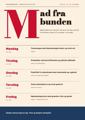 Skolekøkken — ugens madplan