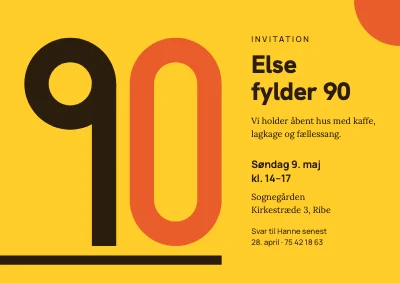 90-års fødselsdag — invitation med Bauhaus-90