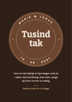 Takkekort — segl fra laden