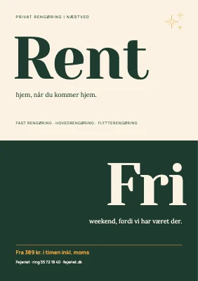 Rengøring — rent hjem, fri weekend