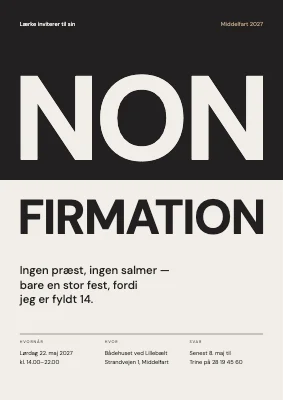 Nonfirmation — delt ord på sort og sten