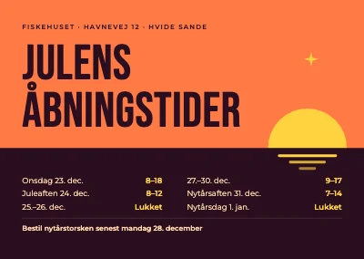 Julens åbningstider — solnedgang over havet
