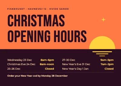 Christmas opening hours — sunset over the sea