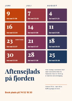 Aftensejlads hver onsdag — plakat