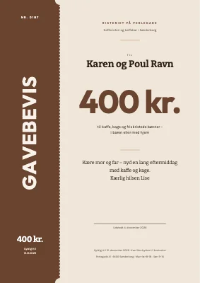 Gavebevis — kafferisteri