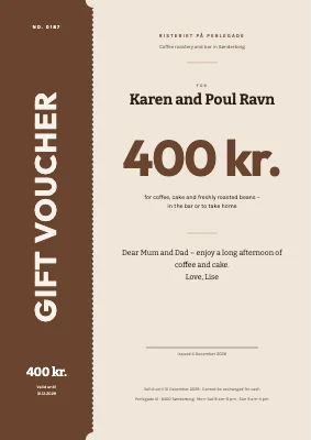 Gift voucher — coffee roastery