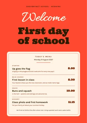 First day of school — today's menu