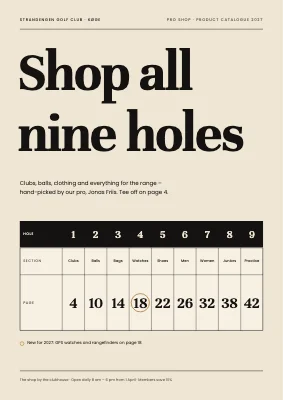 Product catalogue — golf club pro shop