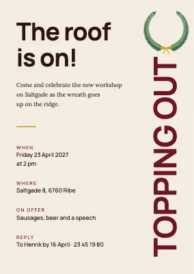 Topping-out party in Ribe — invitation