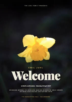 Confirmation — welcome sign as a retro film poster