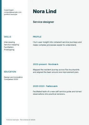 Service designer — Left rail