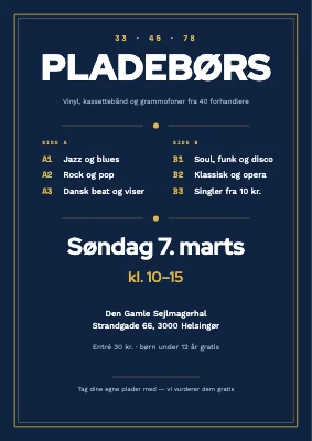 Pladebørs — LP-bagside med guldramme