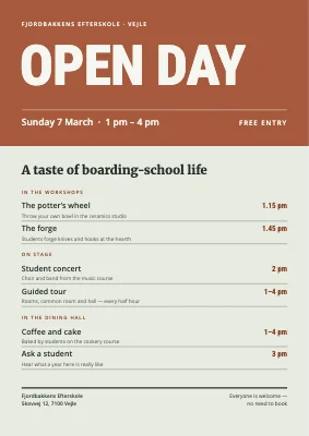 Boarding school open house — poster
