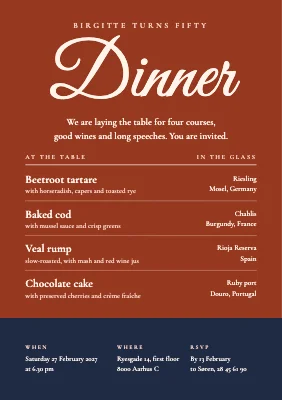 Birthday dinner — invitation as a wine menu