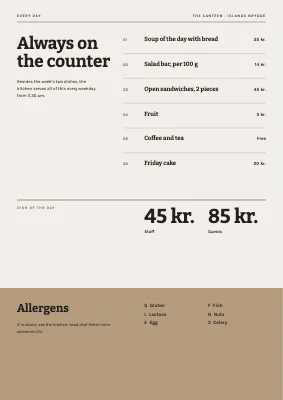 Page 2 of Canteen — weekly menu with week number