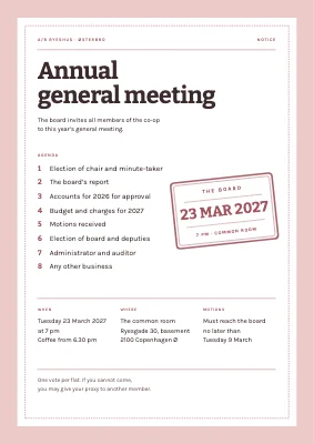 General meeting — housing co-op