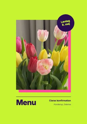 Konfirmationsmenu — tulipantryk på neonlime