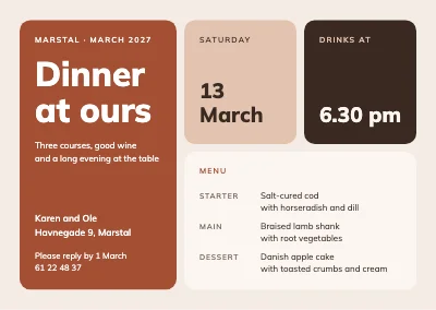 Dinner invitation — bento tiles