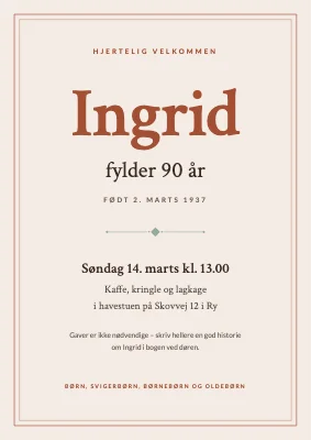 90-års fødselsdag — klassisk velkomstskilt med dobbeltramme
