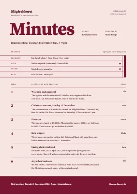 Meeting minutes — choir