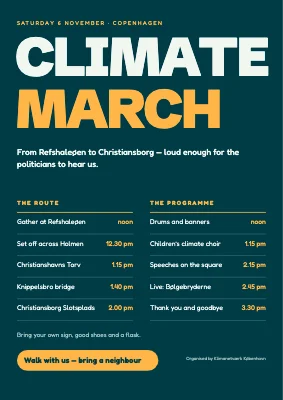 Climate march — route and programme