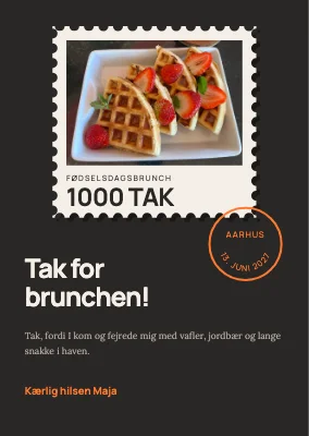 Fødselsdagsbrunch — takkekort som frimærke