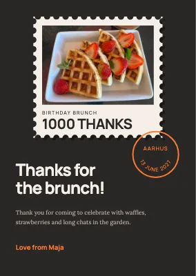 Birthday brunch — thank-you card as a stamp