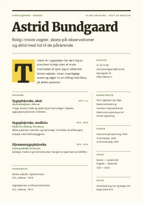 CV til sygeplejerske — magasin