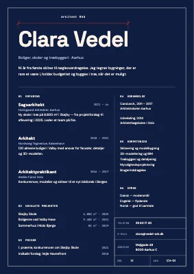 CV til arkitekt — tegningsark
