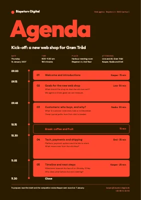Meeting agenda — web agency