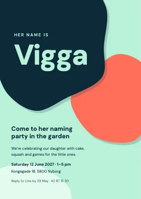 Naming party — the name in cut paper