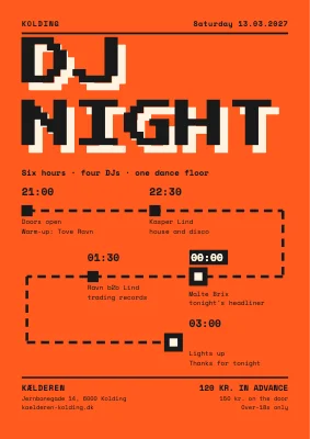 DJ night in Kolding — the route of the night