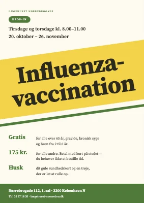 Influenzavaccination — drop-in plakat