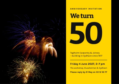 Company anniversary — fireworks and yellow band