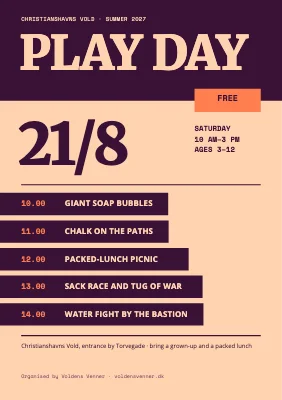 Play day — programme in bars