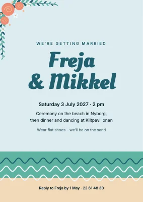 Wedding invitation — beach wedding by the sea