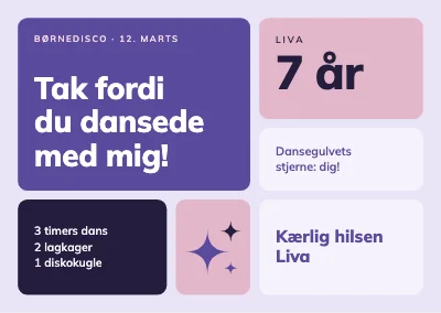 Børnedisco — takkekort i fliser